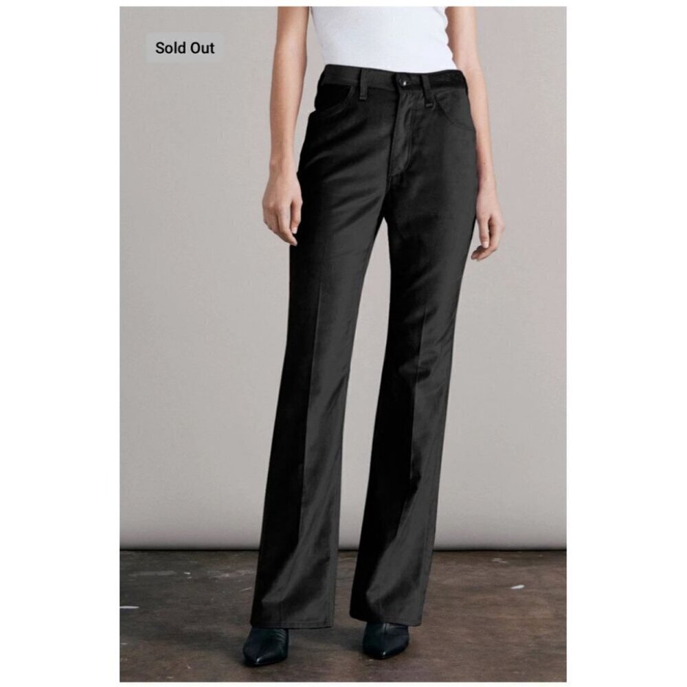 NEW Rag & Bone Jacey Velvet Black Straight Leg Pant Trouser Size 6